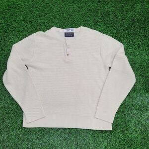 Vintage 90s Jantzen Henley Cropped Sweater Medium 19x23 Ribbed